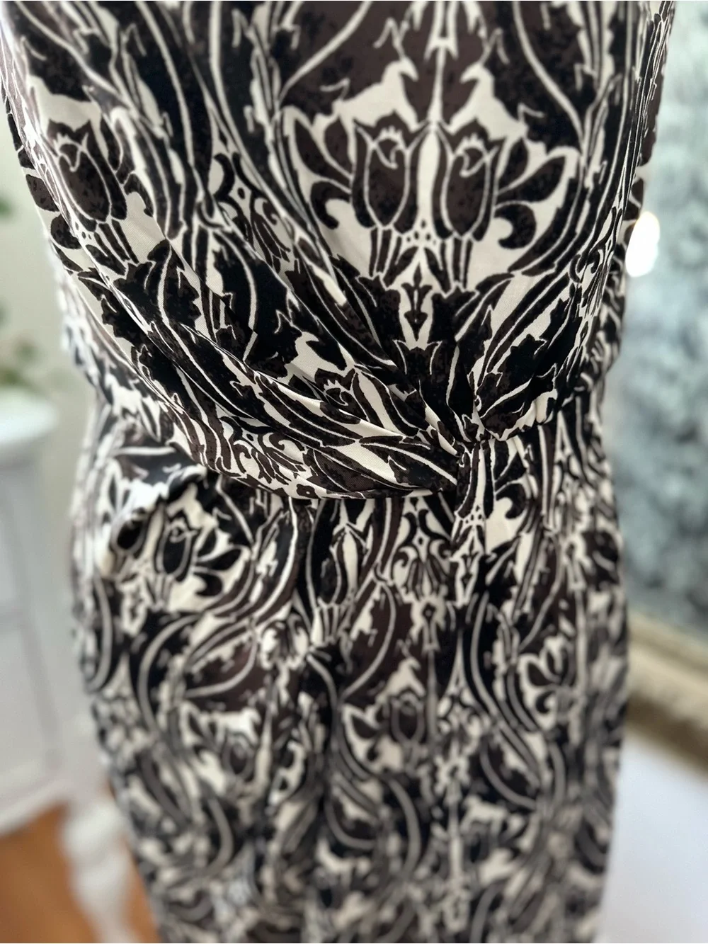 Tory Burch silk dress midi Y2K style ruched sleeveless quiet luxury faux wrap